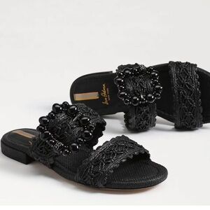 Sam Edelman Black Beaded Slide Sandals